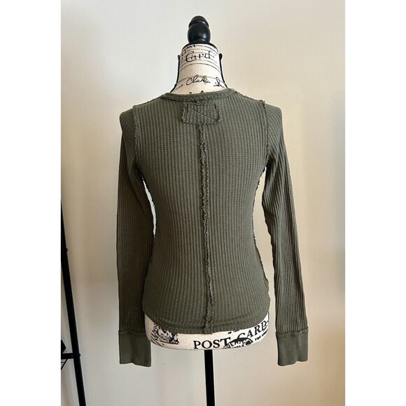 FREE PEOPLE We The Free Roll With it Thermal Moss Shaved Waffle Knit Small - Picture 2 of 6